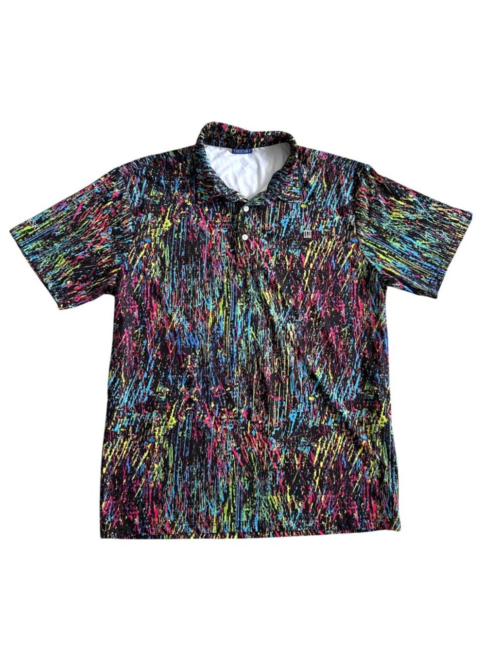 Hreski Men's Sz M Multicolor Abstract Pattern Polo Shirt  Short Sleeve